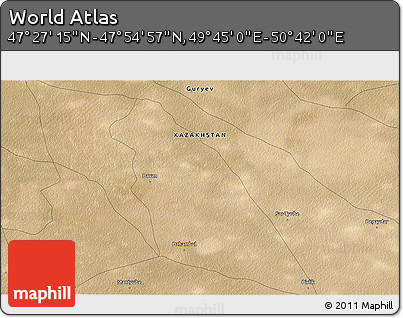 Satellite 3D Map of the Area around 47° 41' 6" N, 50° 13' 30" E