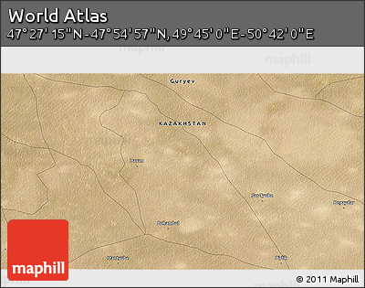 Satellite 3D Map of the Area around 47° 41' 6" N, 50° 13' 30" E