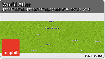 Physical Panoramic Map of the Area around 47° 41' 6" N, 50° 13' 30" E