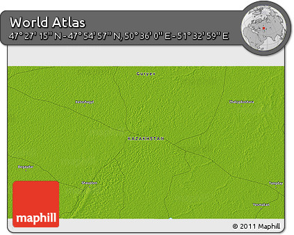 Physical 3D Map of the Area around 47° 41' 6" N, 51° 4' 30" E