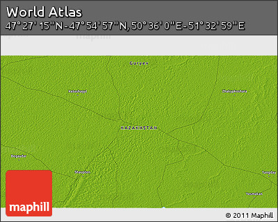 Physical 3D Map of the Area around 47° 41' 6" N, 51° 4' 30" E
