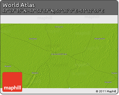 Physical 3D Map of the Area around 47° 41' 6" N, 51° 4' 30" E