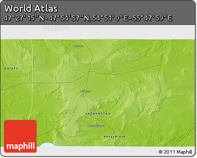 Physical 3D Map of the Area around 47° 41' 6" N, 55° 19' 30" E