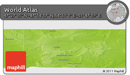Physical Panoramic Map of the Area around 47° 41' 6" N, 55° 19' 30" E