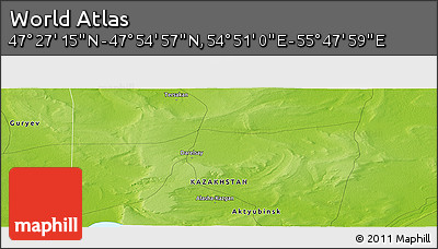 Physical Panoramic Map of the Area around 47° 41' 6" N, 55° 19' 30" E