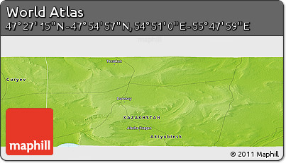Physical Panoramic Map of the Area around 47° 41' 6" N, 55° 19' 30" E