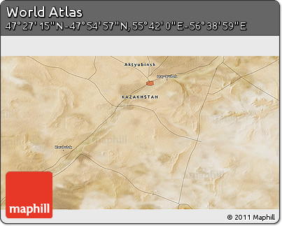 Satellite 3D Map of the Area around 47° 41' 6" N, 56° 10' 29" E