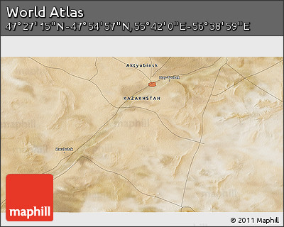 Satellite 3D Map of the Area around 47° 41' 6" N, 56° 10' 29" E
