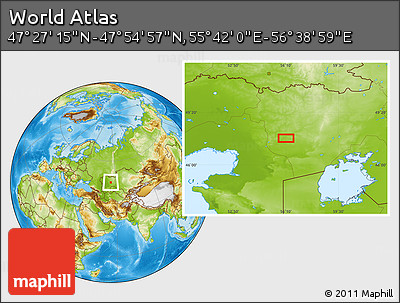 Physical Location Map of the Area around 47° 41' 6" N, 56° 10' 29" E