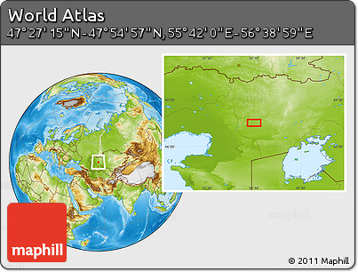 Physical Location Map of the Area around 47° 41' 6" N, 56° 10' 29" E