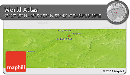 Physical Panoramic Map of the Area around 47° 41' 6" N, 56° 10' 29" E