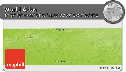 Physical Panoramic Map of the Area around 47° 41' 6" N, 57° 1' 29" E