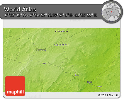 Physical 3D Map of the Area around 47° 41' 6" N, 60° 25' 29" E