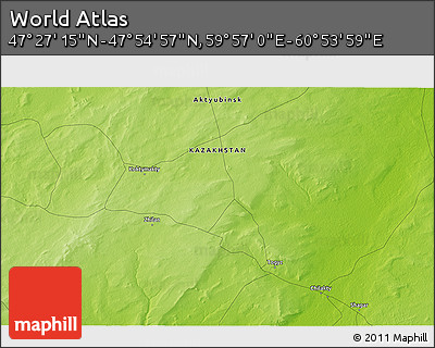 Physical 3D Map of the Area around 47° 41' 6" N, 60° 25' 29" E