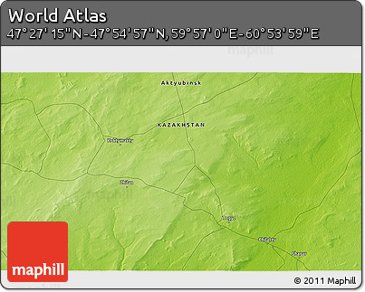 Physical 3D Map of the Area around 47° 41' 6" N, 60° 25' 29" E
