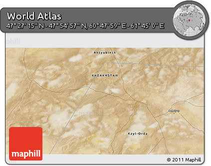 Satellite 3D Map of the Area around 47° 41' 6" N, 61° 16' 29" E