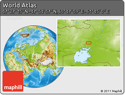 Physical Location Map of the Area around 47° 41' 6" N, 61° 16' 29" E