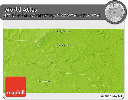 Physical 3D Map of the Area around 47° 41' 6" N, 62° 7' 30" E