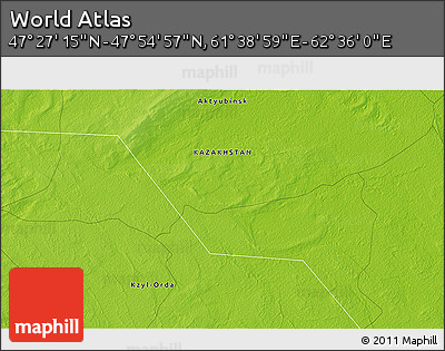Physical 3D Map of the Area around 47° 41' 6" N, 62° 7' 30" E