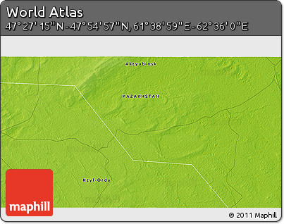 Physical 3D Map of the Area around 47° 41' 6" N, 62° 7' 30" E