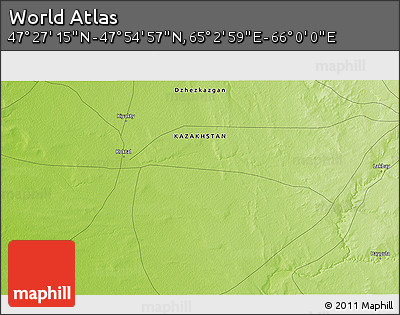 Physical 3D Map of the Area around 47° 41' 6" N, 65° 31' 30" E
