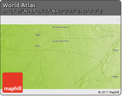 Physical 3D Map of the Area around 47° 41' 6" N, 65° 31' 30" E