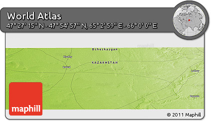 Physical Panoramic Map of the Area around 47° 41' 6" N, 65° 31' 30" E