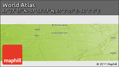 Physical Panoramic Map of the Area around 47° 41' 6" N, 65° 31' 30" E