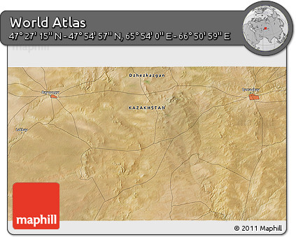 Satellite 3D Map of the Area around 47° 41' 6" N, 66° 22' 30" E