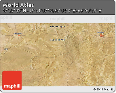 Satellite 3D Map of the Area around 47° 41' 6" N, 66° 22' 30" E