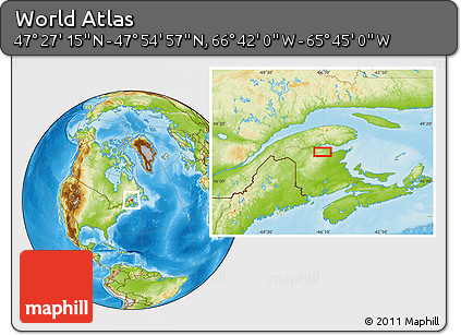 Physical Location Map of the Area around 47° 41' 6" N, 66° 13' 29" W