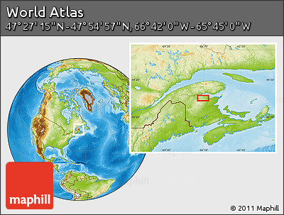 Physical Location Map of the Area around 47° 41' 6" N, 66° 13' 29" W