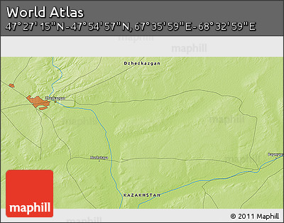 Physical 3D Map of the Area around 47° 41' 6" N, 68° 4' 29" E