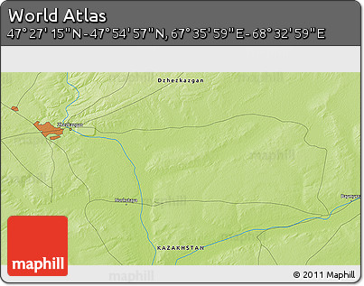Physical 3D Map of the Area around 47° 41' 6" N, 68° 4' 29" E