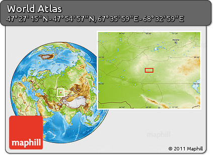 Physical Location Map of the Area around 47° 41' 6" N, 68° 4' 29" E