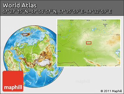 Physical Location Map of the Area around 47° 41' 6" N, 68° 4' 29" E