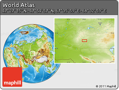 Physical Location Map of the Area around 47° 41' 6" N, 68° 4' 29" E