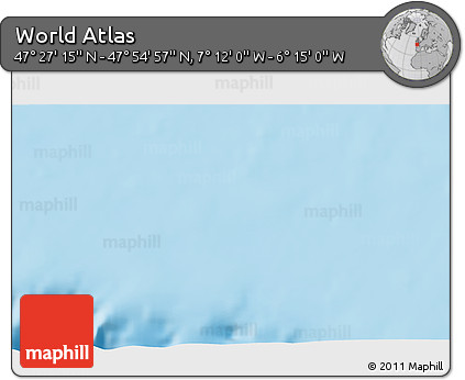 Physical 3D Map of the Area around 47° 41' 6" N, 6° 43' 29" W