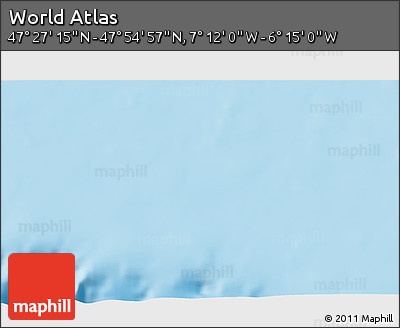 Physical 3D Map of the Area around 47° 41' 6" N, 6° 43' 29" W