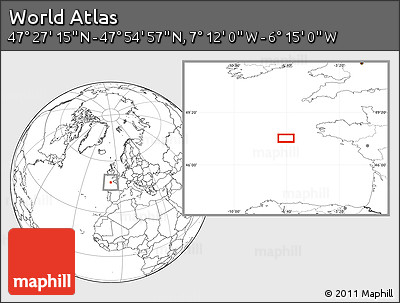 Blank Location Map of the Area around 47° 41' 6" N, 6° 43' 29" W