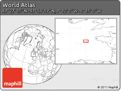 Blank Location Map of the Area around 47° 41' 6" N, 6° 43' 29" W