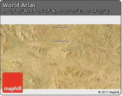 Satellite 3D Map of the Area around 47° 41' 6" N, 72° 19' 29" E