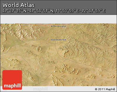 Satellite 3D Map of the Area around 47° 41' 6" N, 72° 19' 29" E
