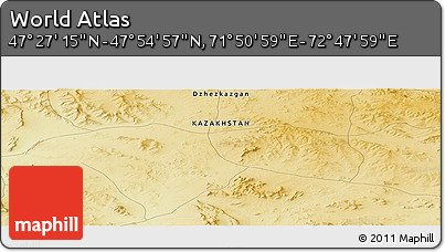 Physical Panoramic Map of the Area around 47° 41' 6" N, 72° 19' 29" E