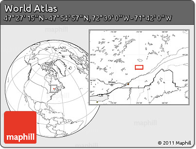 Blank Location Map of the Area around 47° 41' 6" N, 72° 10' 30" W