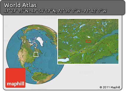 Satellite Location Map of the Area around 47° 41' 6" N, 72° 10' 30" W
