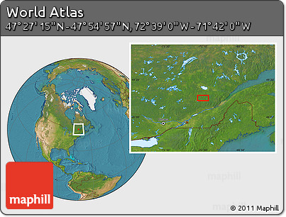 Satellite Location Map of the Area around 47° 41' 6" N, 72° 10' 30" W
