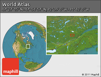 Satellite Location Map of the Area around 47° 41' 6" N, 72° 10' 30" W