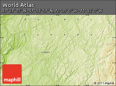 Physical Map of the Area around 47° 41' 6" N, 72° 10' 30" W