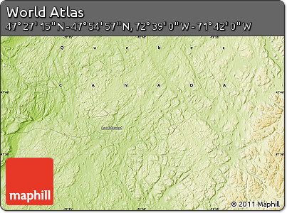 Physical Map of the Area around 47° 41' 6" N, 72° 10' 30" W